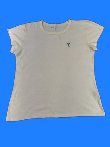 MARTINI Graphic Tee Unisex L Beige 100% Cotton Short Sleeve Crewneck Retro