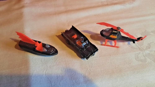 Vintage Corgi Juniors Batmobile, Batboat and Batcopter (1976)
