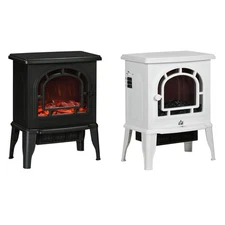 HOMCOM Freestanding Electric Fireplace Heater with Realistic Flame