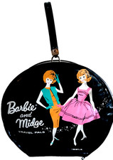 Vintage Barbie and Midge Doll 1963 Travel Pals Round Carrying Case w/Handle READ