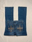 Y2K Gold Embroidered Back Pocket Detail Flare Denim Jeans W28