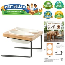 Elevated Cat Ceramic Bowls, Small Dog 15  Tilted Raised Food Feeding Dishes, ...