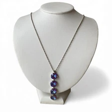 Mariana Purple Blue Swarovski Crystal Medium Cushion 4 Stone Pendant Necklace