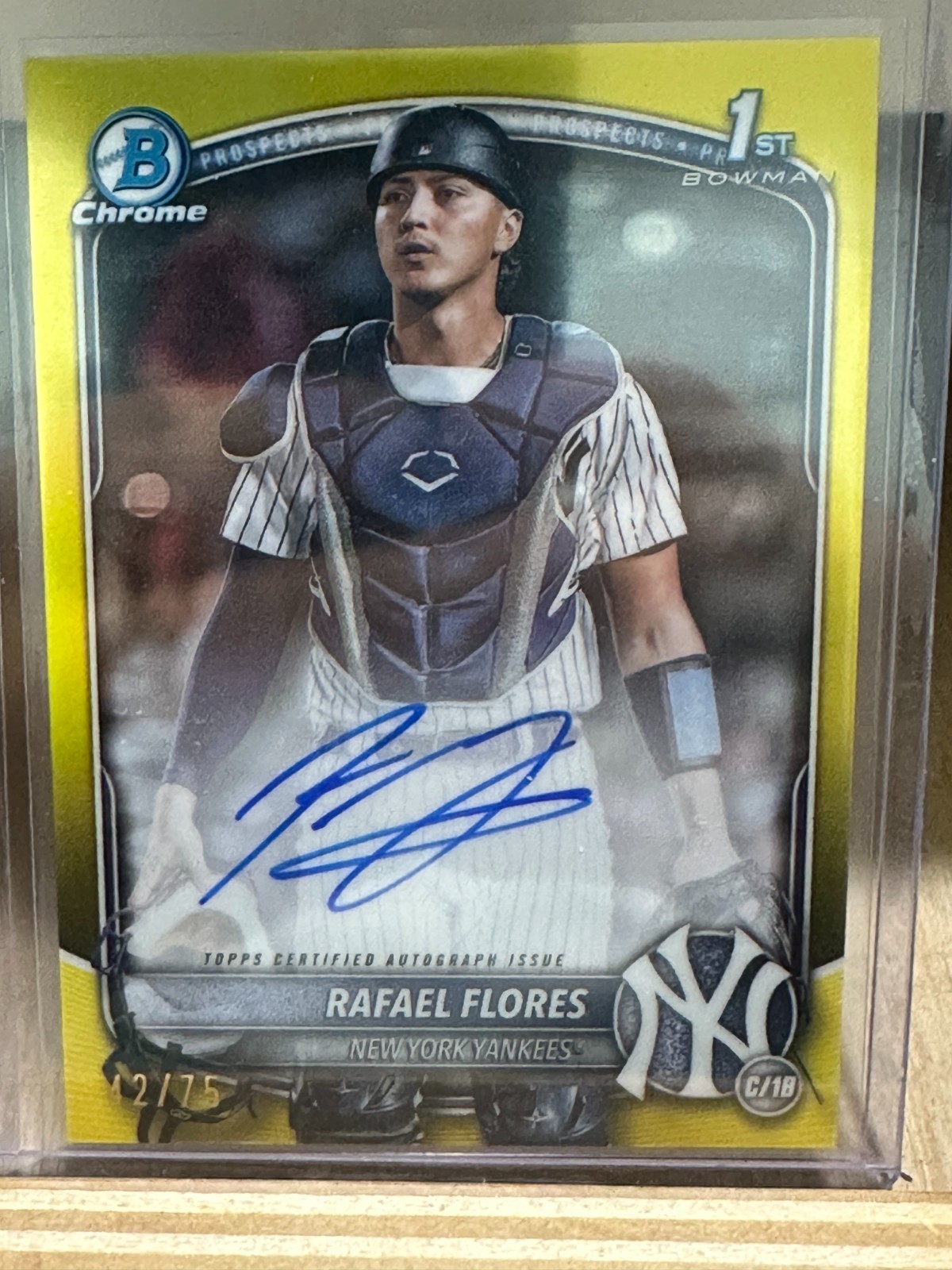 2025 Bowman Chrome Rafael Flores 1st Yellow Refractor Auto 42/75