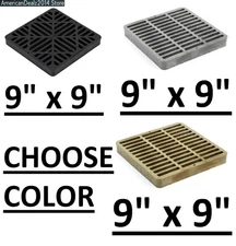 9" x 9" SQUARE Plastic Grate Catch Basin Landscape Drainage Black/Gray/Sand NEW