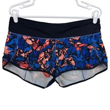 Lululemon Speed Up Short Womens Size 8 Blue Coral Abstract Print Running Shorts