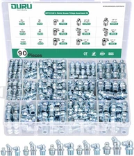 OURU 90PCS SAE & Metric Grease Fittings AssortmentZerk Grease Fittings Kit NP...