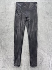 Spanx Faux Leather Leggings Womens Medium Black Nylon Stretch Skinny Leg Yoga