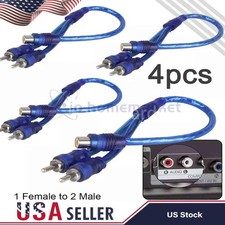 2-20x RCA Y Splitter Audio Jack Cable Adapter 1 Female to 2 Male Connector Blue