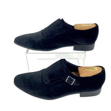 Asos Velvet Dress Shoes Men's 9 Black Slip On Fancy Loafers Buckle LKNU