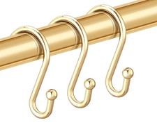 Shower Curtain Hooks, Set of 12 Rust Proof S Shaped Decorative Shower Curtain Ri