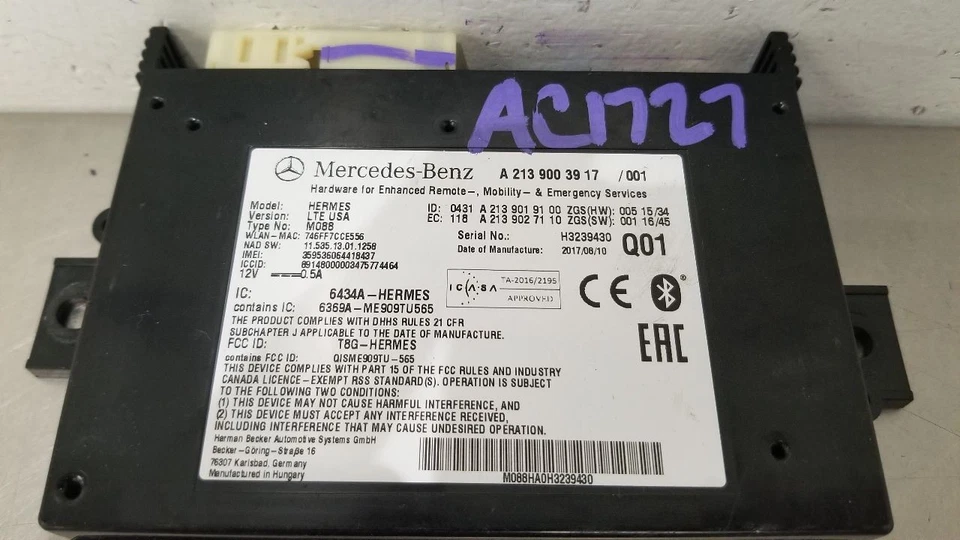 18 MERCEDES BENZ AMG GT 190 MÓDULO DE CONTROL DE COMUNICACIÓN 2139003917 Foto 3 de 4