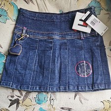 Tommy Hilfiger girls's Blue Denim Pleated Mini Skirt Size 6 Adjustable Waist