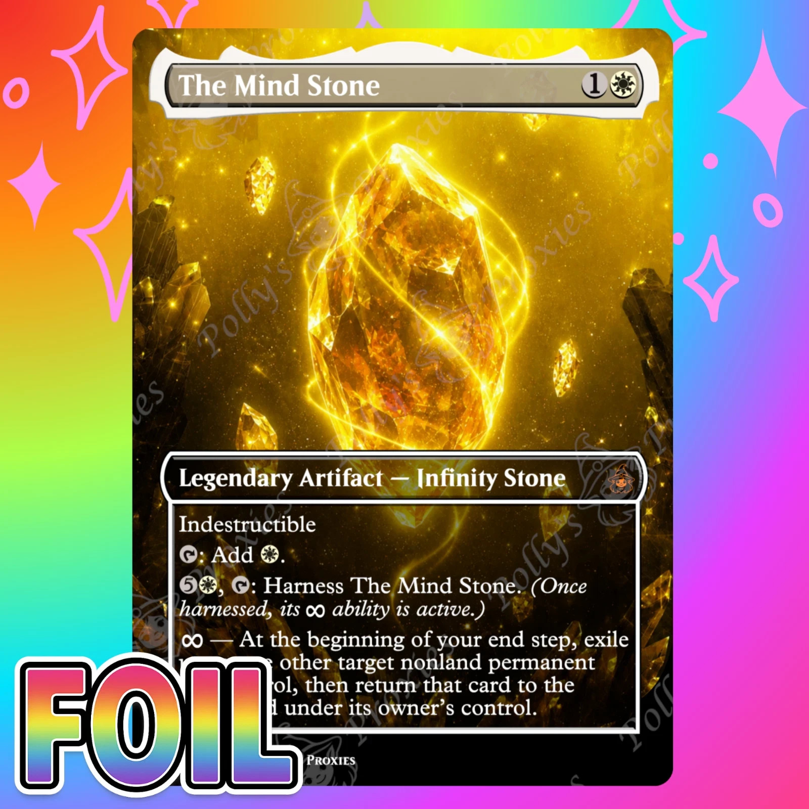 The Mind Stone FOIL Proxy Card with Custom Fantasy Floating Crystal Art Design