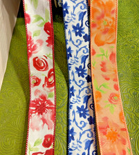 Multi-Color Watercolor Wired Ribbon - 10 Yards, 3 Vibrant Colors