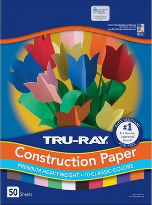 Tru-Ray Construction Paper P103031, 10 Classic Colors, 9'' x 12'', 50 Sheets