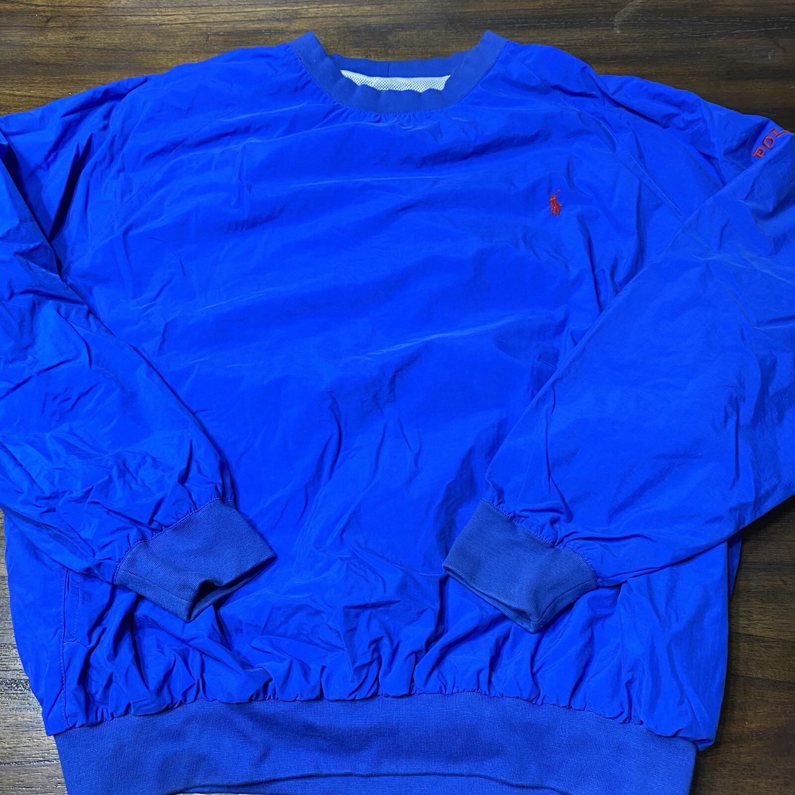 Vintage Polo Ralph Lauren golf pullover windbreaker jacket large blue spell out