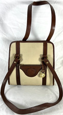 DOONEY AND BOURKE Ivory & Brown Leather Vintage Tote Shoulder Bag Made in USA