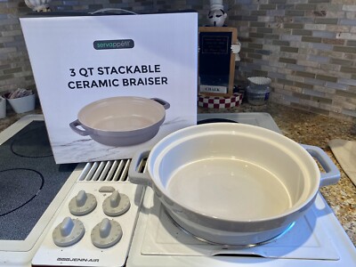 Ceramic BRAISER BROWNING PAN for Roasts, Pork Chops, Chicken, etc. NEW in BOX