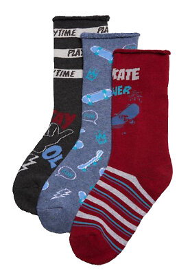 Ysabel Mora 3er Pack Jungen Thermosocken Socken Strümpfe Skater bunt