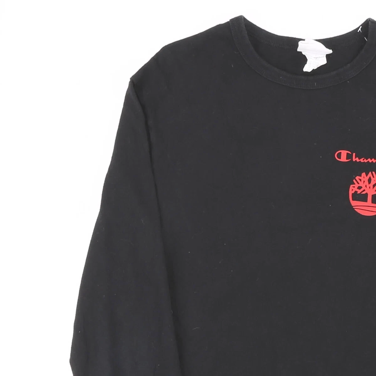 CHAMPION TIMBERLAND Mens Heritage Black 00s Crew Neck Short Sleeve