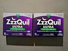 (2) New Boxes Zzzquil Vicks Ultra Nighttime, Sleep Aid,  Doxylamine Succinate