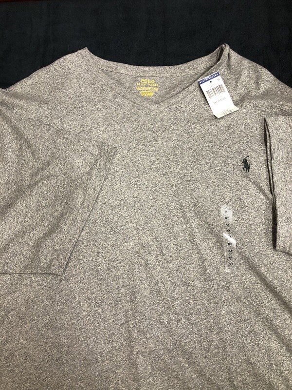 Polo Ralph Lauren Men’s V-Neck T Shirt Brand New With Tags 3XLT Heather Gray