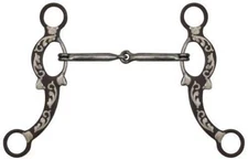 Showman 5" Brown Snaffle Bit w/ Engraved Silver Overlays