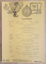 ORIANA (P&O) 1978 Steamship Menu Card