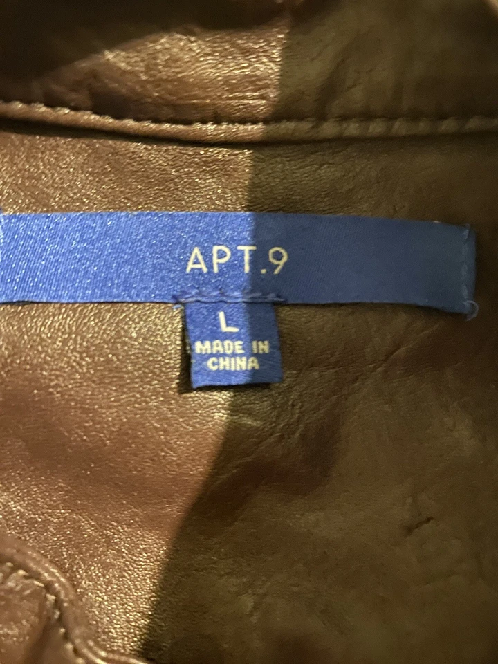 Apt 9 Faux Brown Leather Jacket Womens Size Large Moto - Image 4 of 4