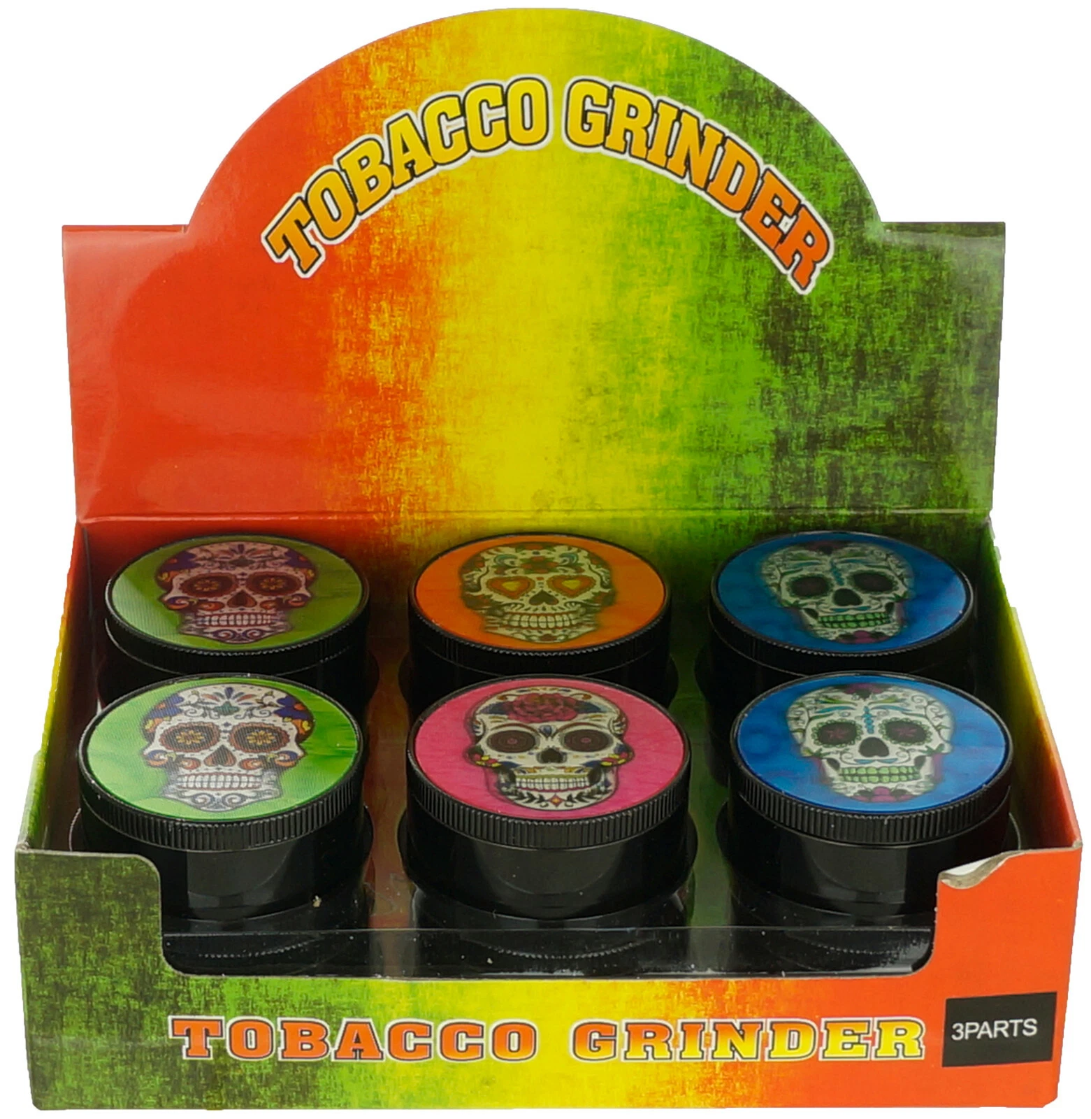 12 PACK 2" Aluminum Grinder 3 PC Tobacco Herb Spice Crusher Skull Graphic Black