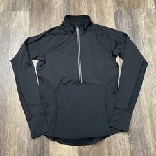 Athleta Track Jacket Womens Medium Activewear Black Half Zip Breathable