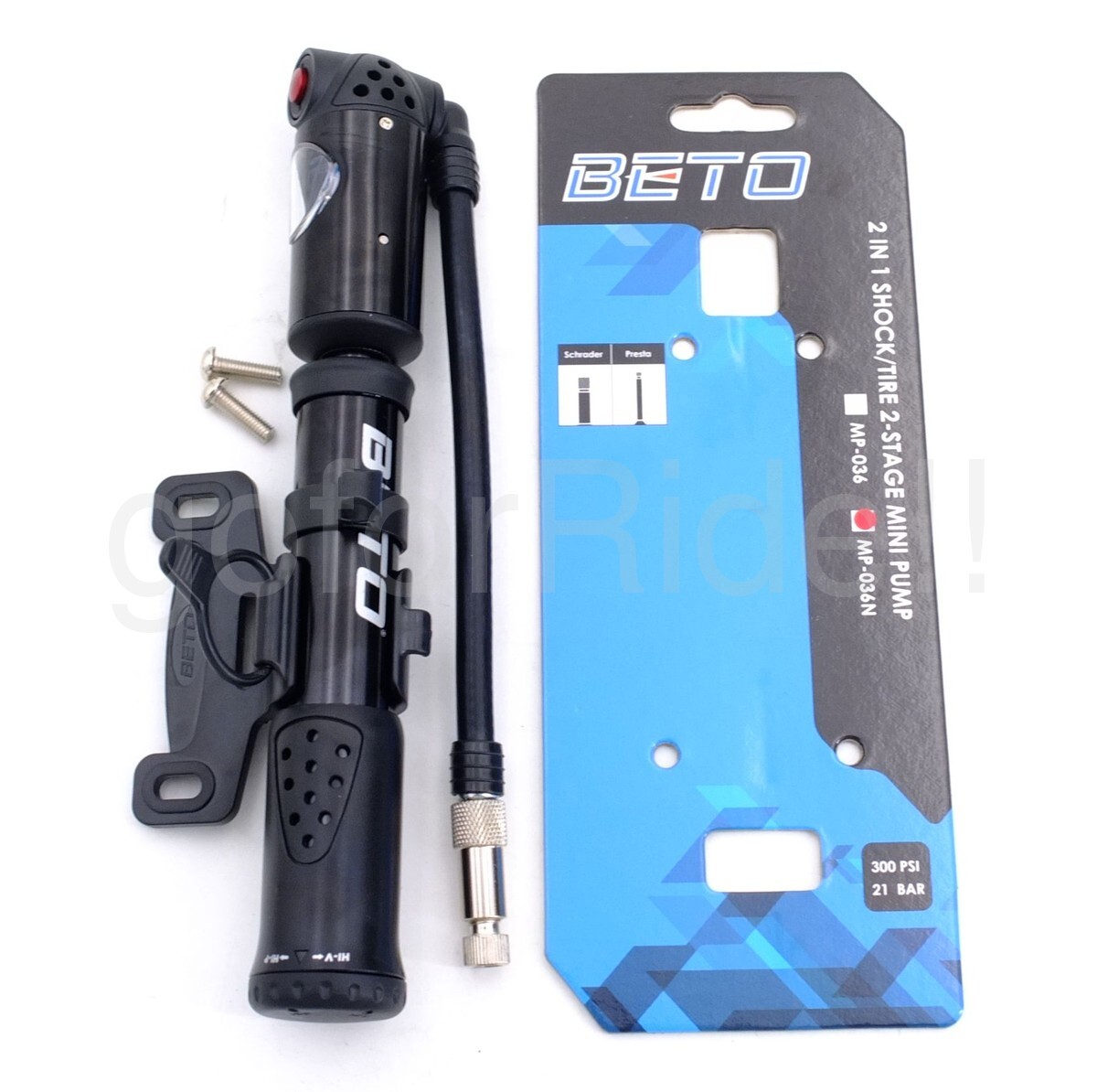 BETO High Pressure Bike Pump 300 Psi Shock in 1, 2-Stage Pumps
