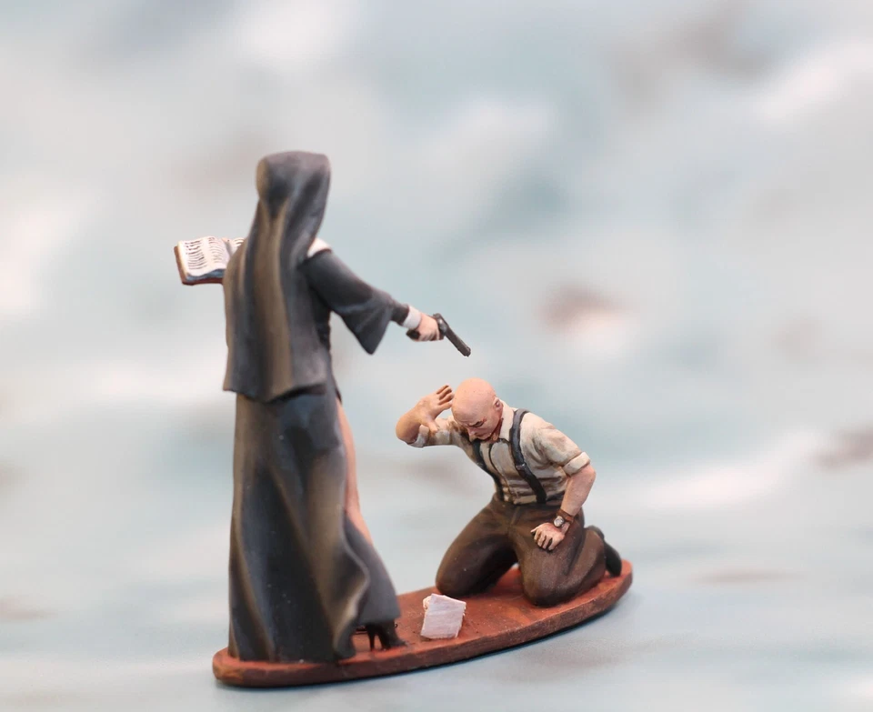 ⭐ Monja y pecador.  Figura 3D miniatura coleccionable de acción .54 mm 1/32 PINTADA⭐ Foto 2 de 4