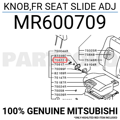 MR600709 Genuine Mitsubishi KNOB,FR SEAT SLIDE ADJ OEM | eBay