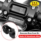 2" Black Handlebar Riser 1 1/4" Bar Clamp For Harley Dyna Softail Sportster XL