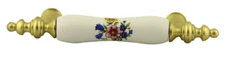 (5 Pack) 3 inch Floral Ceramic Center Pull Polished Brass