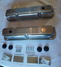 Mopar Chrysler Valve Covers Tall Cast Aluminum Finned Polish Small Block V8 318