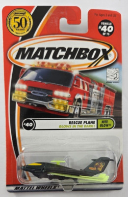 2001 Matchbox #40 1/64 Diecast Glows In The Dark Black Rescue Plane