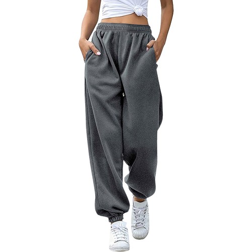 Damen-Jogginghose hoher Bund Training Aktiv Jogginghose Hose Baggy Loungehose - Bild 11 von 57