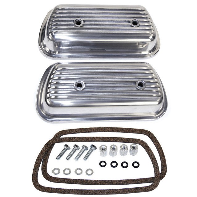 VW 12001600 CC Engine Bolt on Finned Aluminum Valve Covers W/gaskets