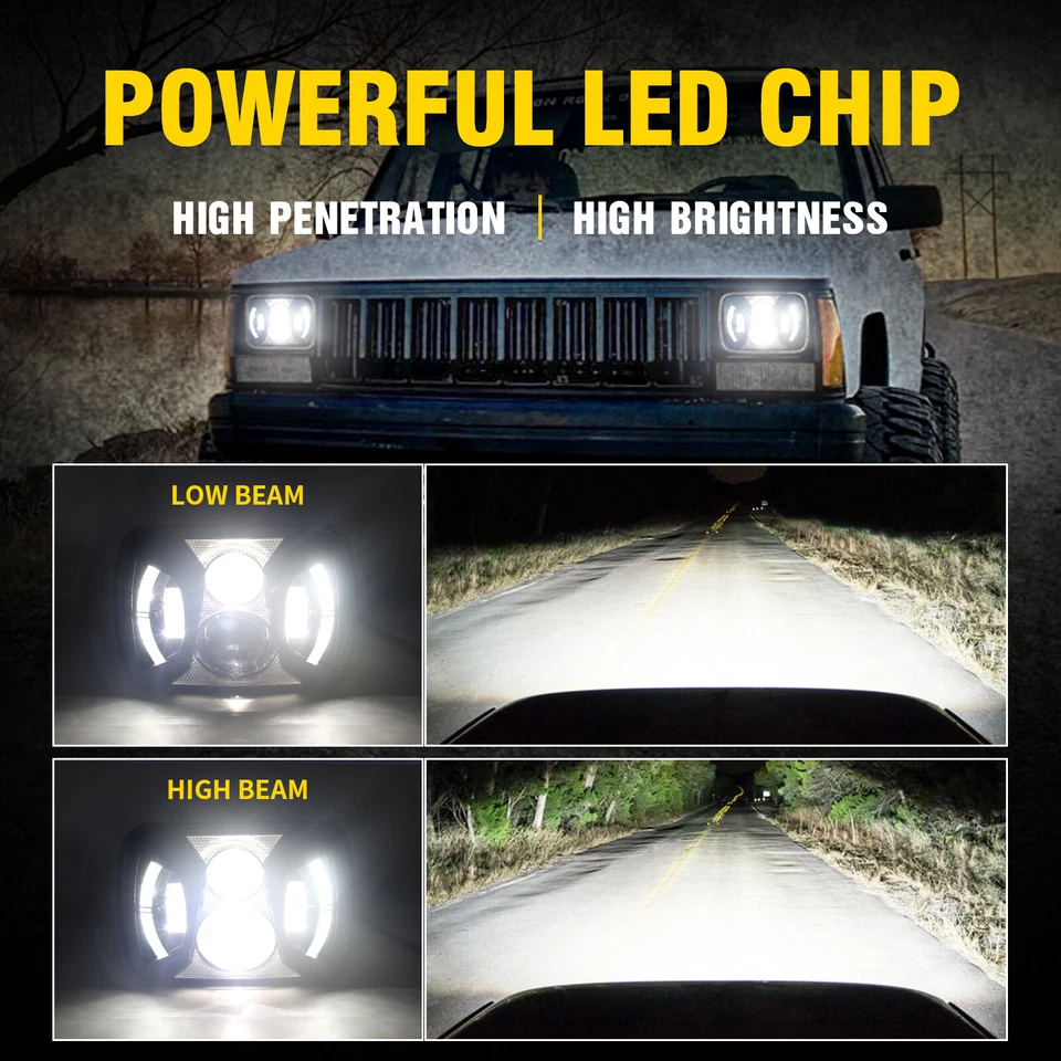 Par de faros LED 7x6 5x7" alto/bajo DRL giro para Mazda B2200 B2000 B2600 RX-7 Foto 3 de 4