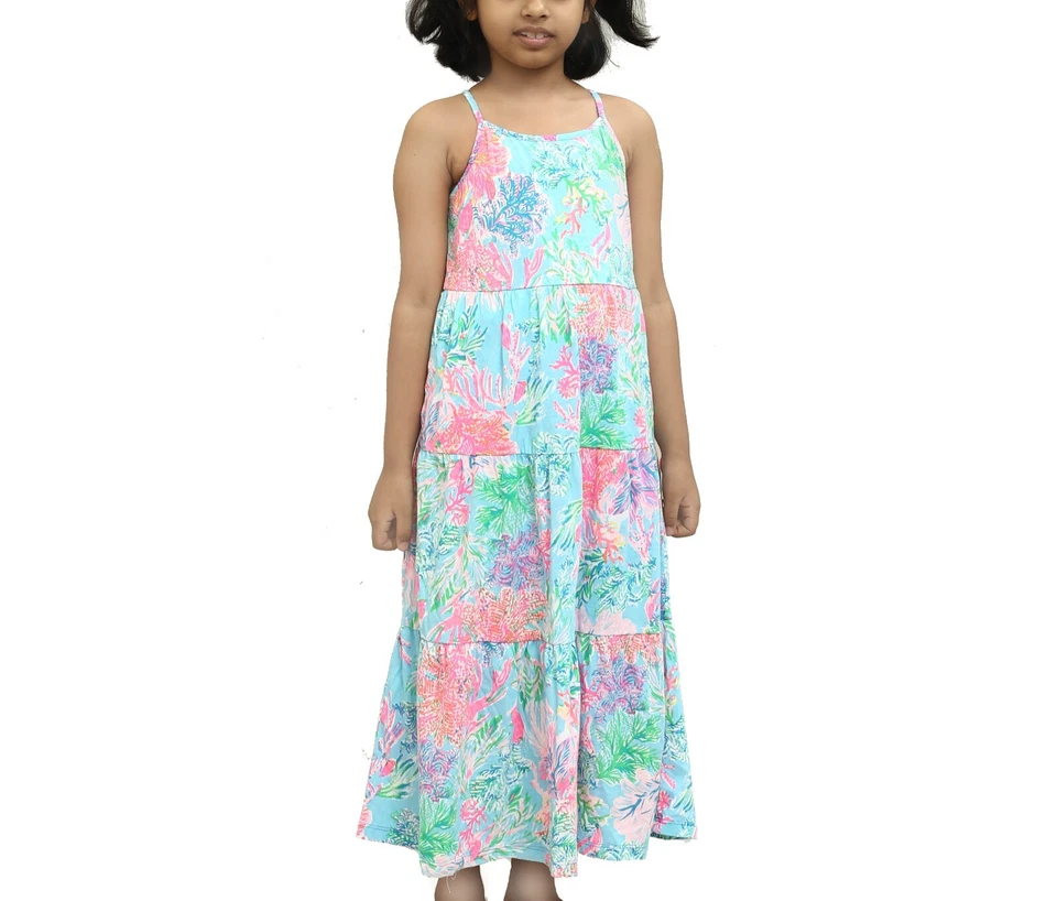 Платье макси Lilly Pulitzer для девочек Harleigh многоярусное небесно-голубое S 4-5 лет 278544 - Изображение 2 из 4