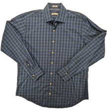 Peter Millar Shirt Mens Large 16 35 Crown LS Blue Glen Plaid Casual