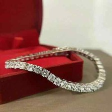 12Ct Round Cut Lab Created Diamond Tennis Bracelet 14K White Gold Over 7inch