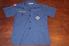 Boy Scouts of America BSA Youth Shirt Medium Blue Glued Patches Short Sleeve