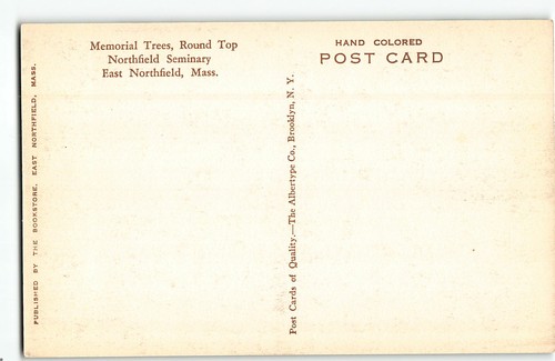 Tents & Memorial Trees, Round Top, Northfield Seminary, MA - Vintage Postcard - Picture 2 of 2