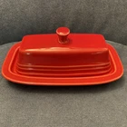 Fiestaware Homer Laughlin HLC Fiesta Scarlet Red Covered Butter Dish Retired