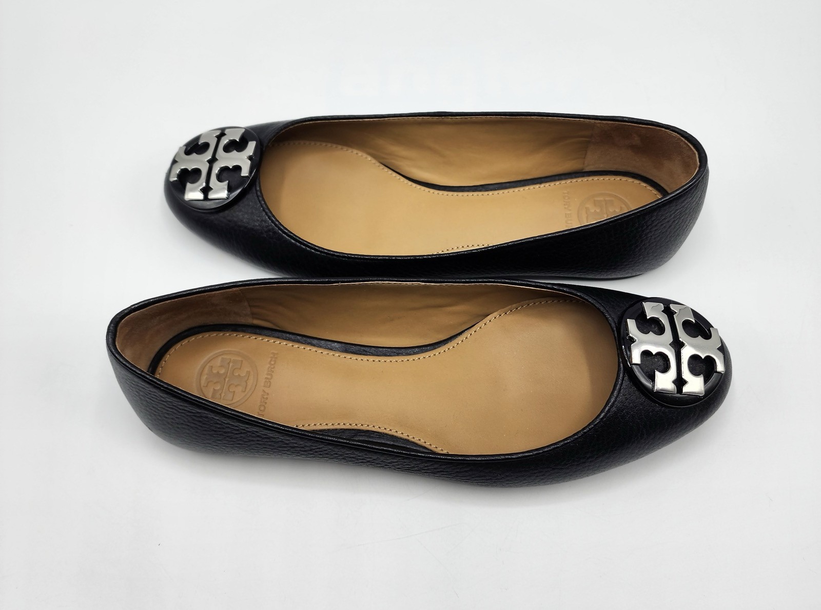 Tory Burch Claire Black Tumbled Leather Ballet Flats Sz 6 US Worn Once thumbnail 5