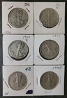 Lot of Six 50c Walking Liberty Silver Half Dollars